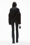 alexander wang shrug jacket in teddy fleece and nylon black