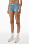 Alexander Wang washed blue boy short in waffle-knit cotton stretch
