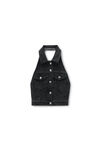 Alexander Wang grey aged halter top in comfort stretch denim