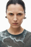 Alexander Wang black/clear crystal hotfix cloud-print tank in organza jersey