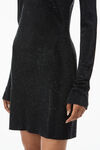 Alexander Wang black clear bead hotfix boatneck minidress in long sleeve