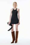 Alexander Wang black black stretch leather micro mini dress