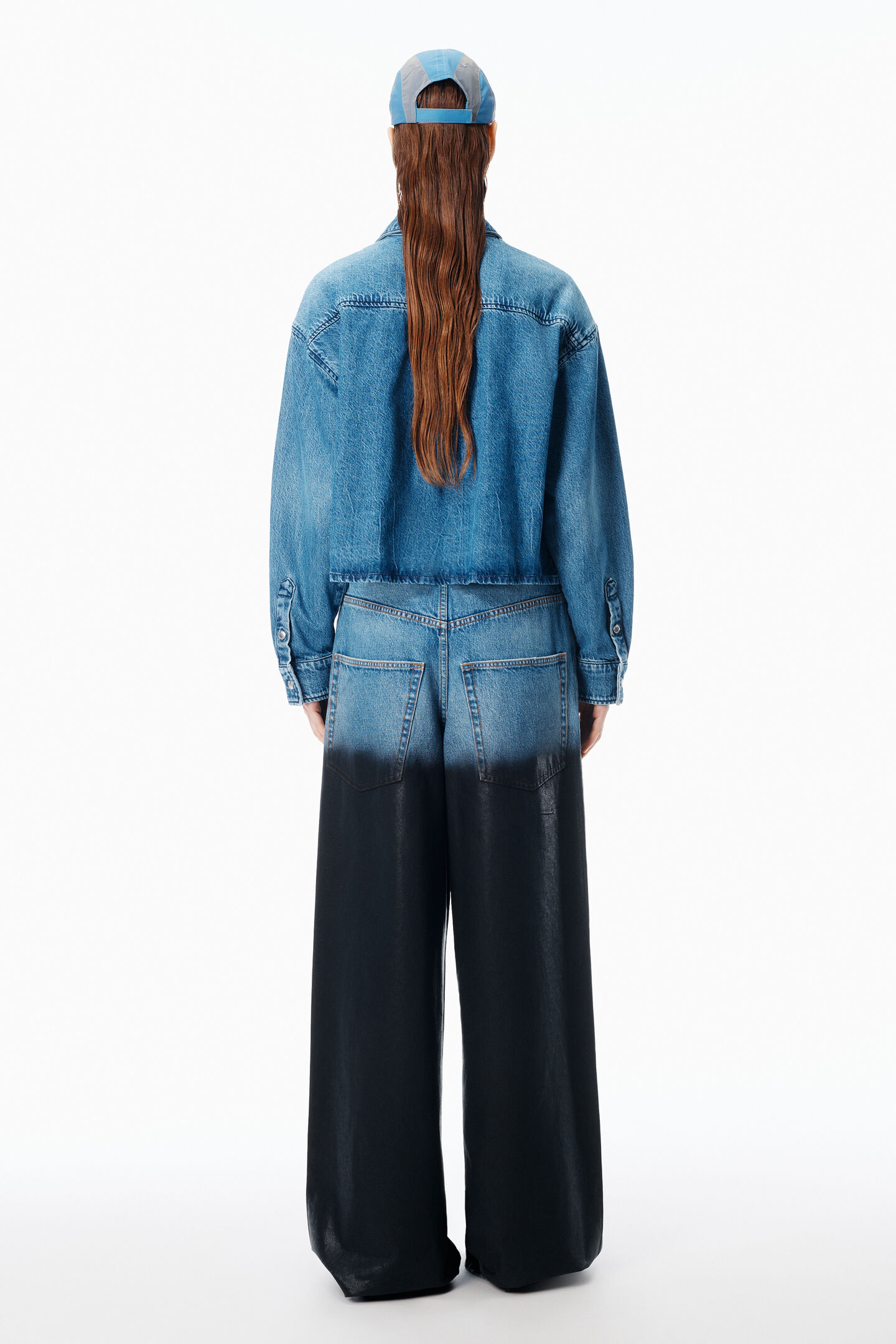 Alexander Wang Cropped Long Sleeve Shirt In Blue