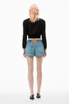 Alexander Wang vintage light indigo short de jogging marathon bouffant en jean avec logo en relief