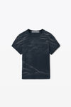 Alexander Wang washed black distressed logo shrunken tee in cotton jersey