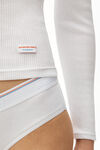 alexander wang long-sleeve tee in ribbed cotton white