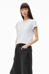 alexander wang puff logo shrunken tee in cotton jersey   light heather grey