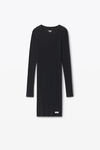 Alexander Wang black crystal hotfix long-sleeve loungewear minidress