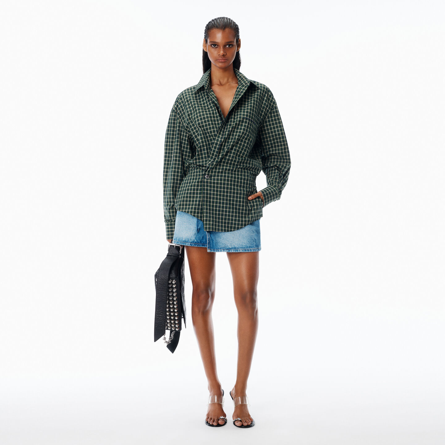 Alexander Wang Pre-styled Wrap Mini Dress In Cotton In Multi