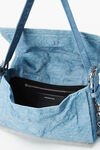 Alexander Wang blue ricco中号皮革拷花翻盖包