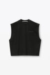 Alexander Wang black puffed logo muscle tank top in cotton
