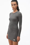 alexander wang 罗纹棉长袖圆领连衣裙 dark heather grey