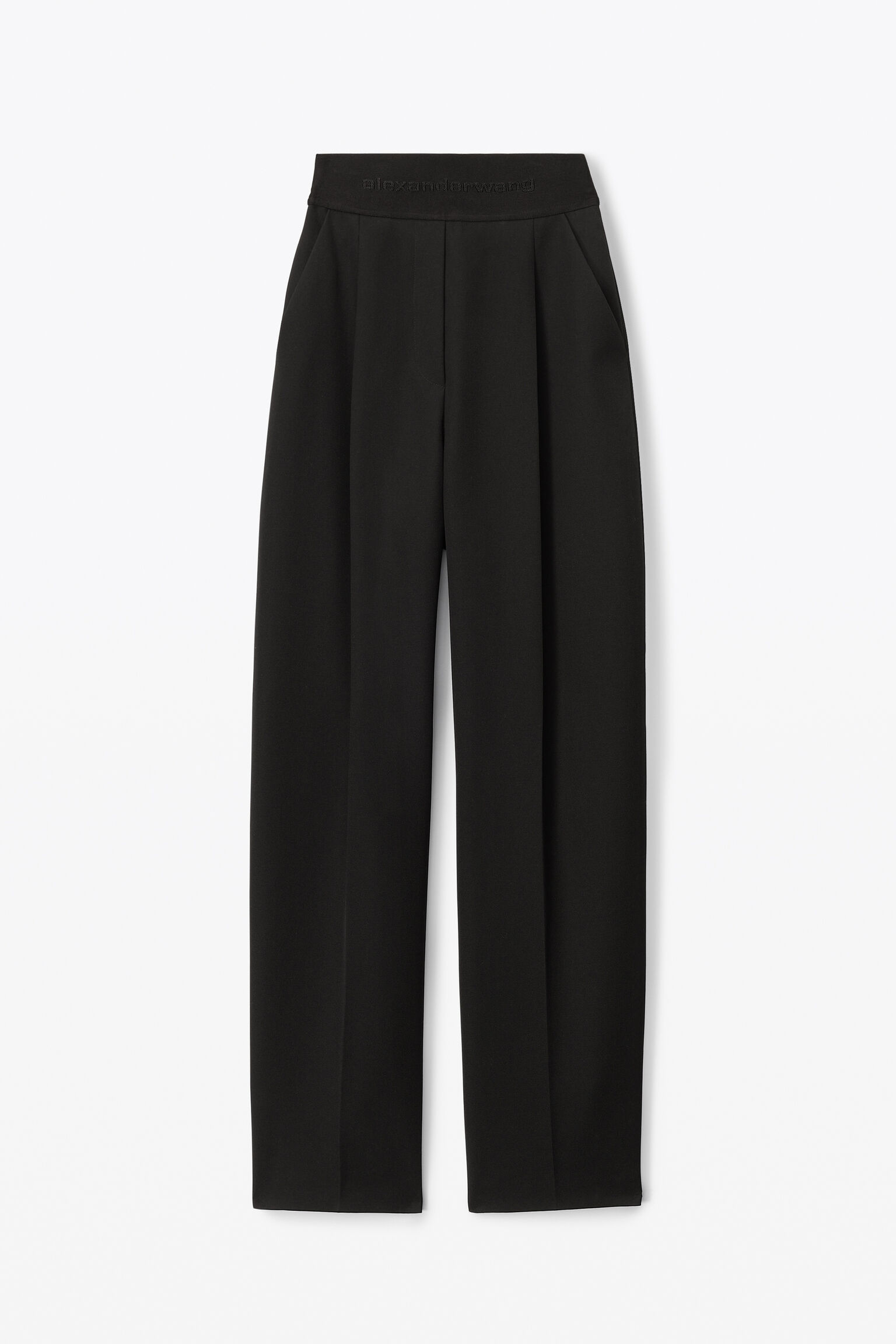 high waisted trouser with logo waistband in BLACK | alexanderwang®