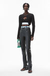 SLIM CONTRAST JEANS IN MOTO LEATHER