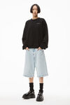 alexander wang crewneck pullover in dense fleece  black