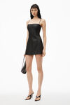 Alexander Wang black fitted minidress in linen chintz