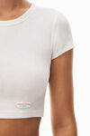 Alexander Wang white cropped short-sleeve tee in ribbed cotton jersey