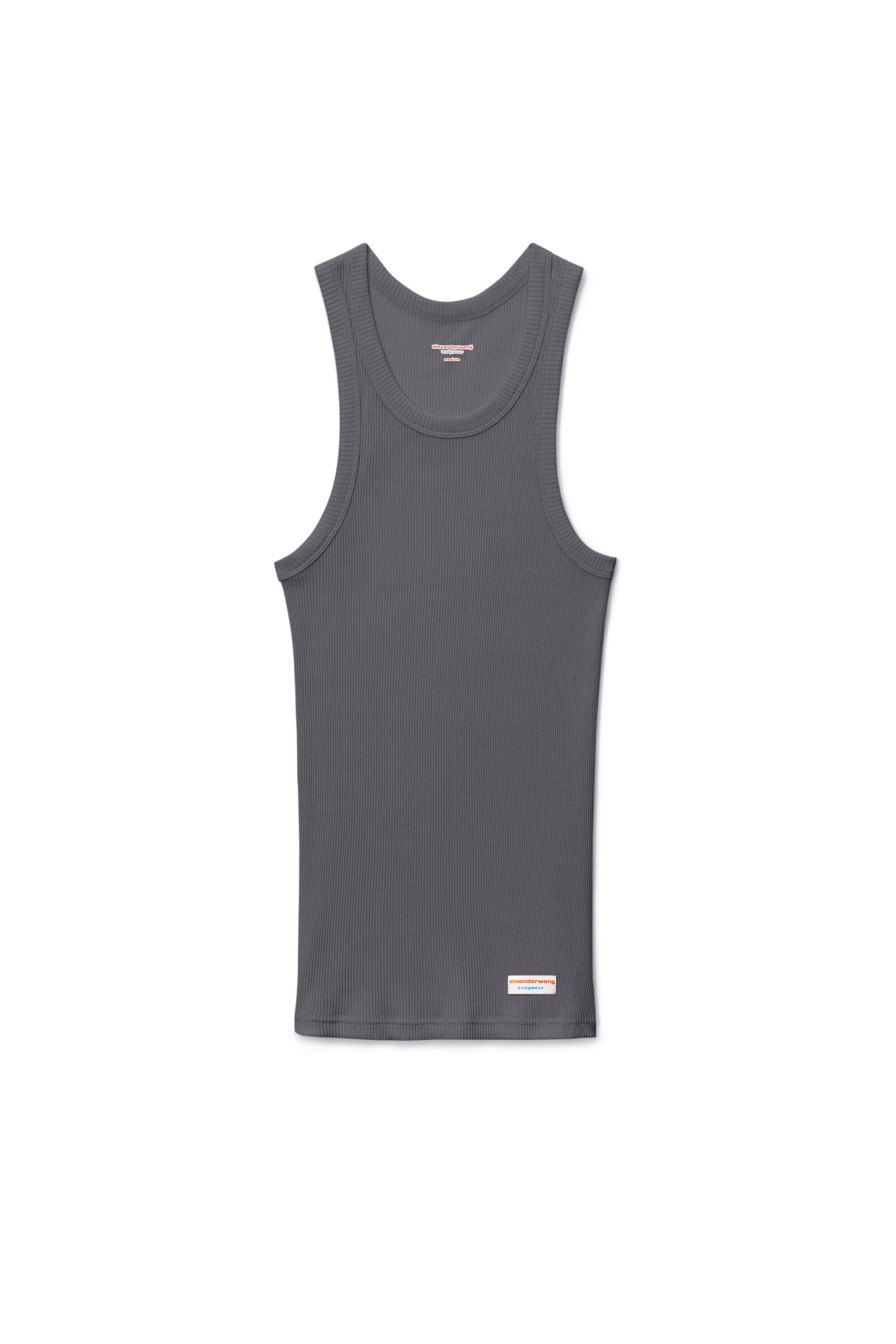 Men's Grey Cropped Racerback Tank Top in ARMY DRAB | alexanderwang®