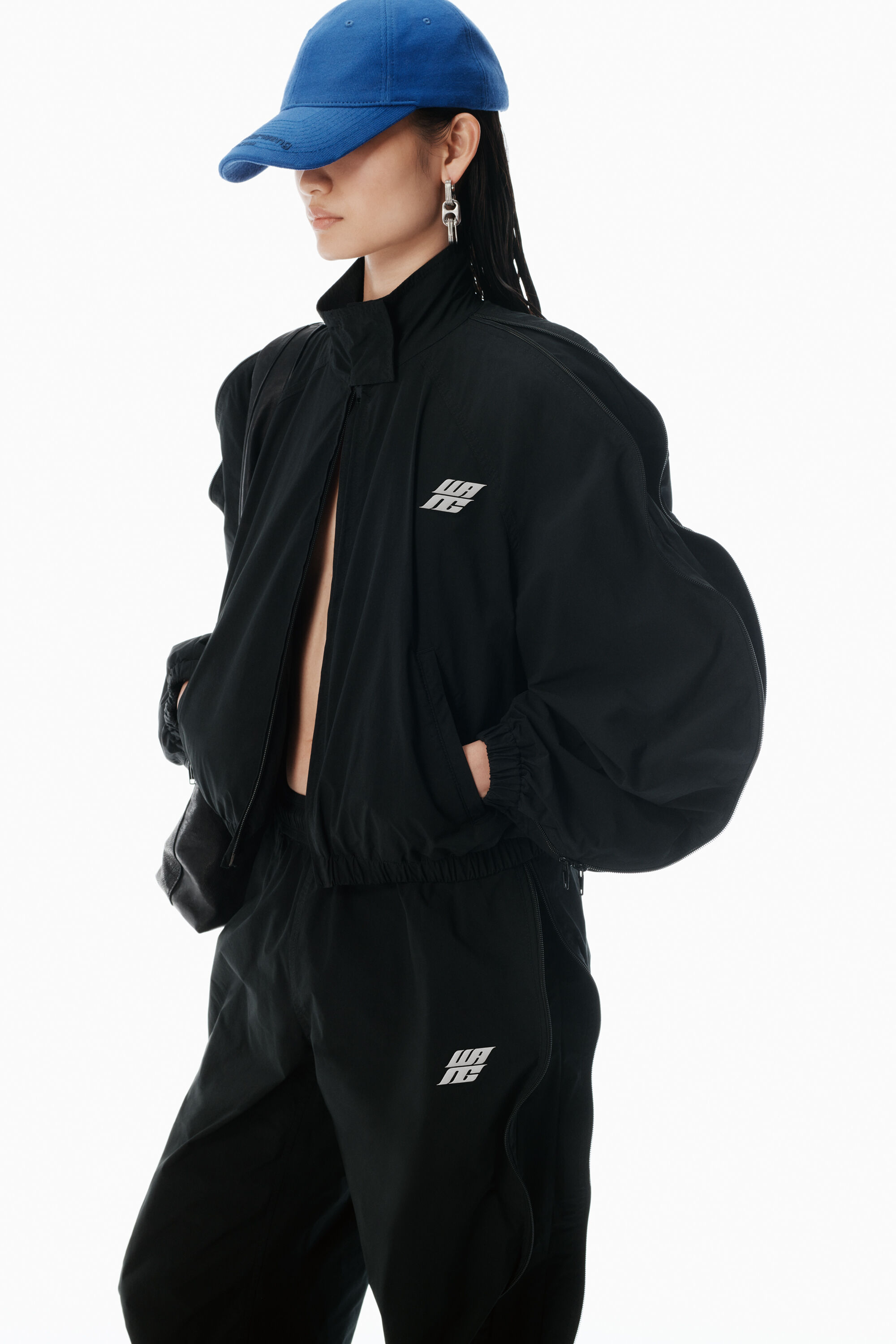 Black Oversized Track Jacket in BLACK | alexanderwang®