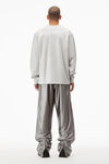 alexander wang puff logo long sleeve tee in compact jersey light heather grey
