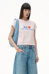 Alexander Wang lt pink bleach out “love our customers”字样紧身 t 恤