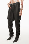 alexander wang oversized jean shorts in coated denim grey aged
