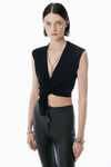 Alexander Wang black schwarzes oberteil aus merinowolle mit logoschild