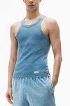 Alexander Wang washed blue débardeur à dos nageur en coton côtelé