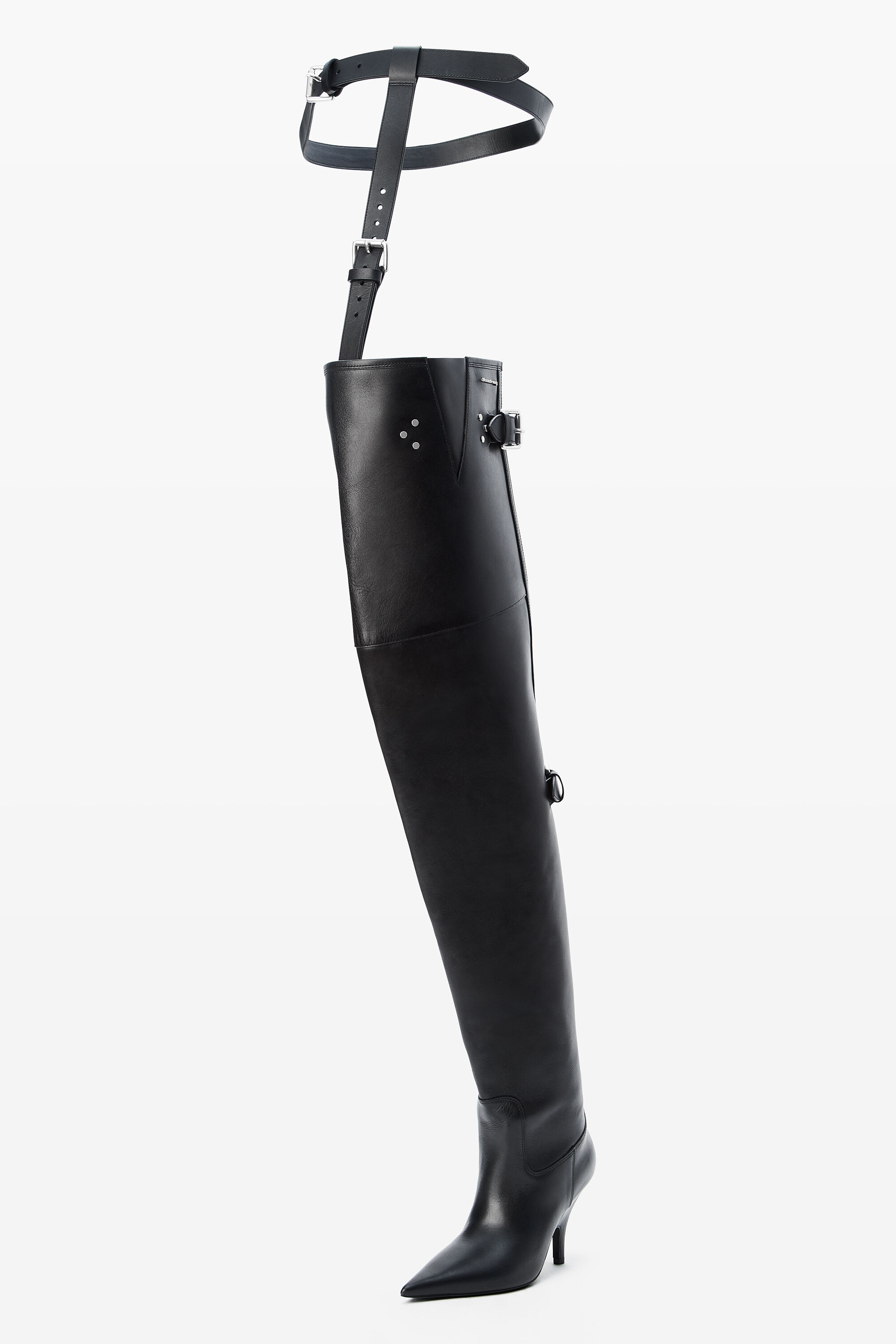 ミドルブーツ ALEXANDER WANG Women Boots 30323B038 46270 001 BLACK Black Alexander Wang Throttle 95MM Leather Knee-High Boots | Saks