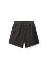 alexander wang oversized jean shorts in coated denim grey aged