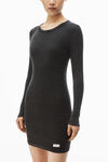 Alexander Wang washed black long sleeve loungewear dress in ribbed cotton