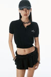 Alexander Wang black 3d logo mesh cropped polo
