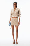 Alexander Wang warm taupe 拷花丝绒中腰迷你裤裙