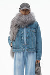 Alexander Wang washed light blue trackpants in crushed velour