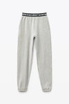alexander wang logo elastic jogger in stretch corduroy heather grey