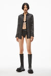 alexander wang crystal pinstripe shirt in silk charmeuse black