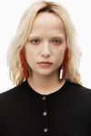 Alexander Wang black cardigan aus superfeiner merinowolle mit geprägtem logo