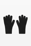 embossed logo gloves in stretch wool