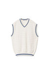 alexander wang tunic v-neck vest in compact cotton off white/marine