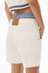 alexander wang layered boxer boy shorts in denim moonshine