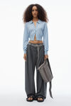 Alexander Wang sky blue cardigan in lana merino con logo sovrapposto ad alta frequenza
