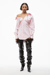 alexander wang 棉质府绸露肩衬衫连衣裙 light pink/white