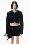 Alexander Wang black 黑色气泡纹理天鹅绒短款夹克