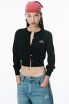 Alexander Wang black cropped athletic mesh cardigan