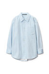 alexander wang shirt jacket in striped denim oxford blue/white
