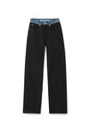 CONTRAST WAISTBAND JEAN IN BLACK DENIM