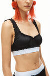 alexander wang ruched bra top in silk charmeuse black