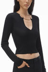 Alexander Wang black kurzes hemd mit logo-namensschild