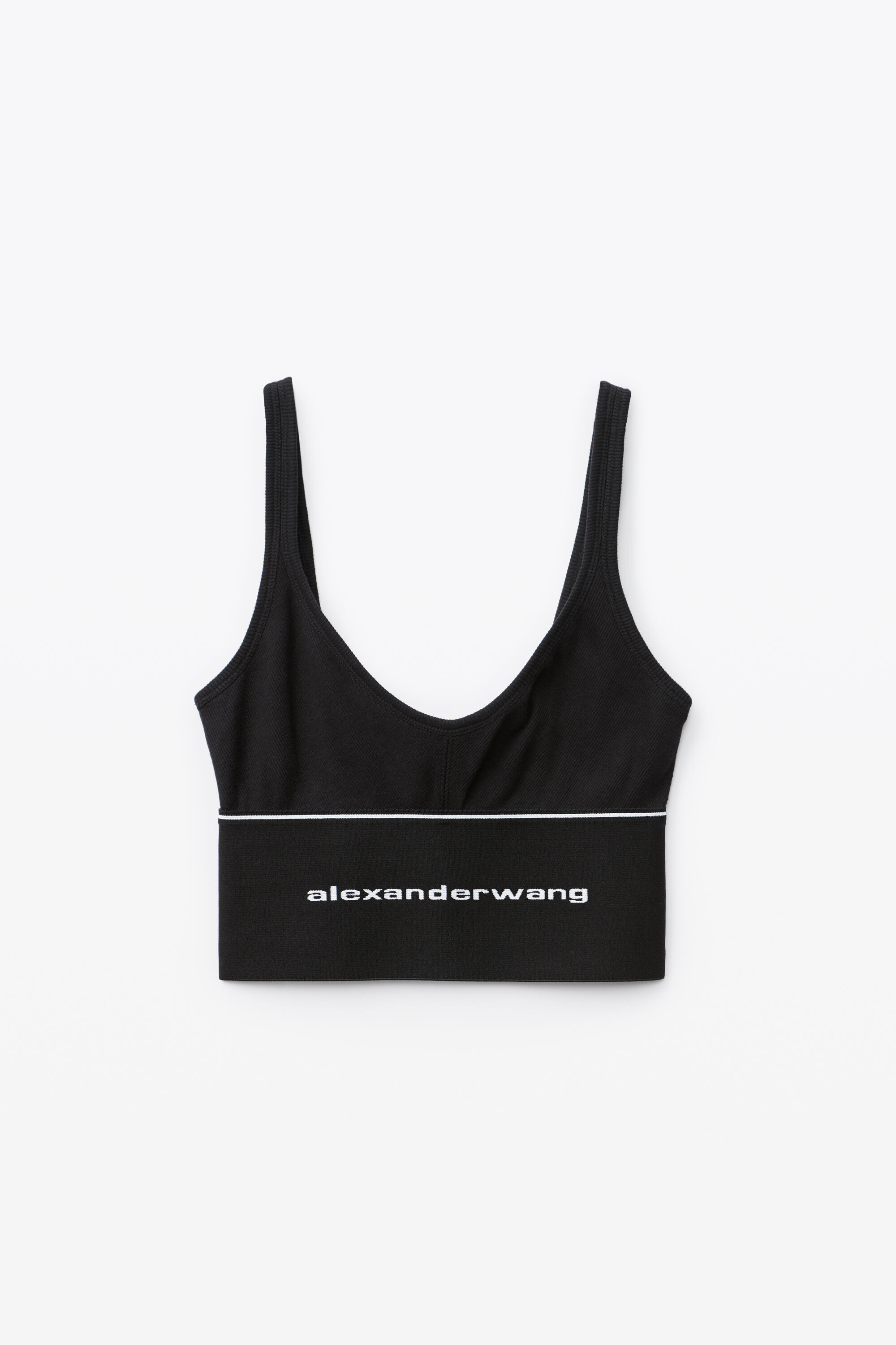 alexanderwang LOGO ELASTIC BRA IN RIBBED JERSEY BLACK