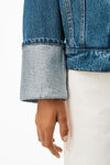 alexander wang 牛仔布水晶袖口机车夹克 deep blue